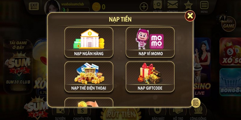 Thao tác nạp rút tiền nhanh chóng tiện lợi tại SUMCLUB Thao tác nạp rút tiền nhanh chóng tiện lợi tại SUMCLUB